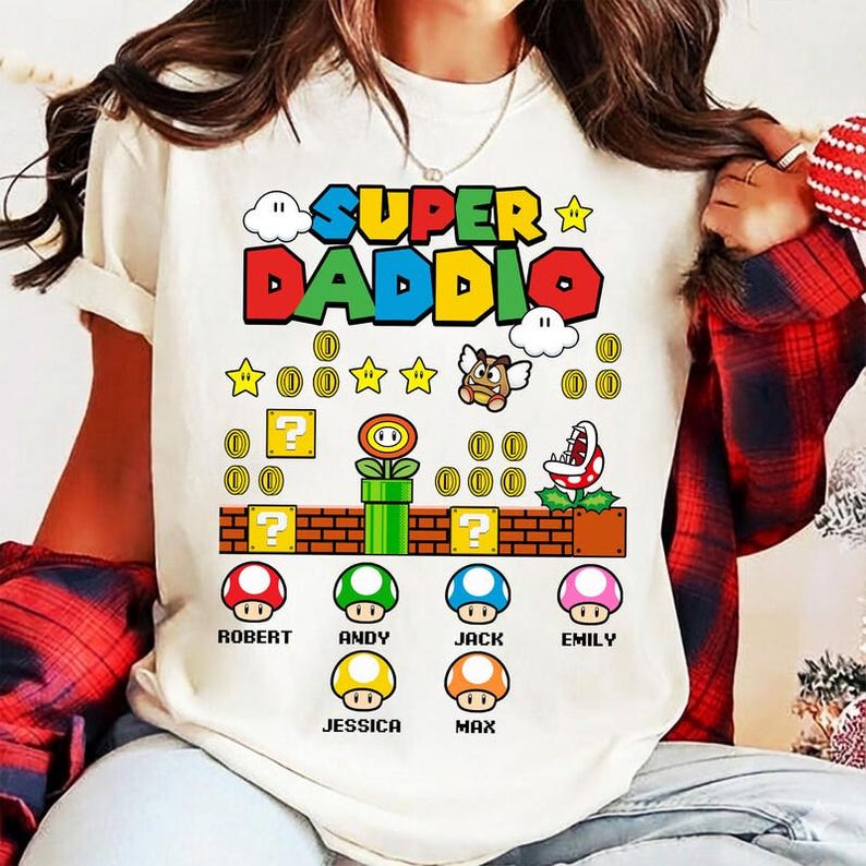 Personalized Super Daddio Shirt Super Mario Father Day Shirt Mario Galaxy Movie Shirt Epic Universe Family Matching Tee Father'S Day Gift image 1