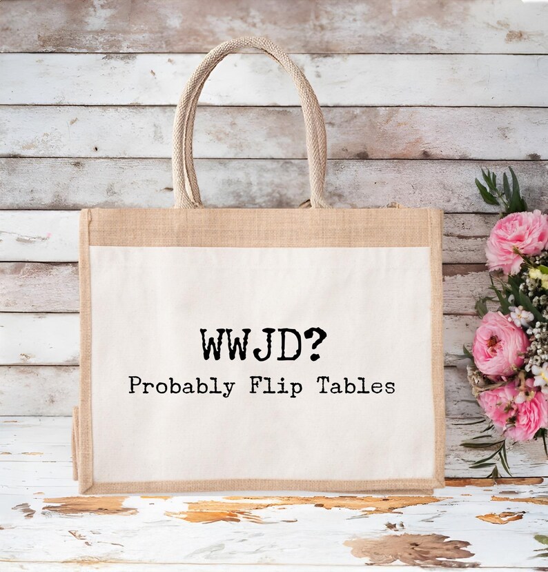 Wwjd Jute Bag, Christian Bible Verse Bag image 3