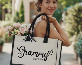 Custom Grammy Tote Bag, Est 2025, Personalized Grandma Gift