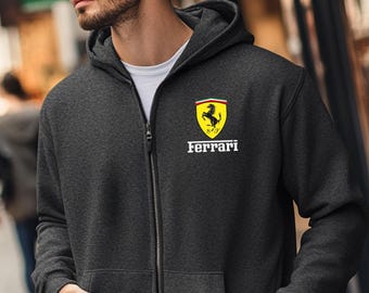 Ferrari Racing Zip Hoodie, Motorsport Streetwear Jacket