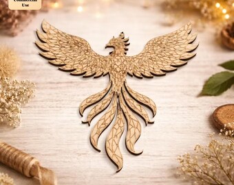 Phoenix SVG DXF File | Laser Engraving Design | Mythical Fire Bird Vector for Cutting | Instant Download