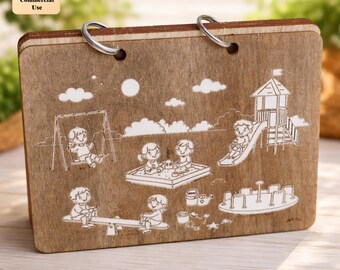 Kids Story Motives SVG DXF File | Laser Cut Flip Book Design | Kids Engraving | Wooden Picture Book Pages | CNC Glowforge Template
