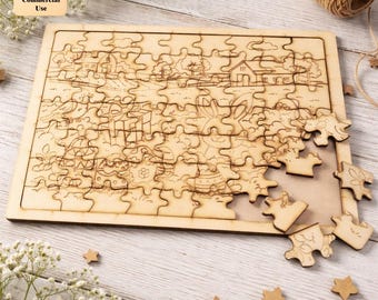 Easter Bunny Puzzle SVG DXF File | Laser Cut Wooden Puzzle | Easter Egg ...