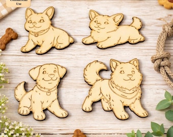 Cute Dog Laser Cut SVG DXF | Cartoon Puppy Engraving Files | Dog Laser Cut Designs for Glowforge CNC | Instant Download