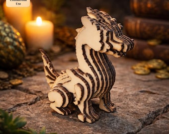 3D Dragon Laser Cut SVG DXF | Layered Dragon Puzzle Design | Wooden Dragon Model | Glowforge CNC 3D Build | Instant Download