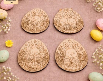 Easter Egg Bunny SVG DXF File | Laser Cut Engraving Design | Spring Ornament & Coaster Template | Instant Download