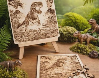 T-Rex Puzzle Laser Cut File SVG DXF PDF | Dinosaur Engraving Template | Wooden Puzzle | Laser Engraving Design | Instant Download