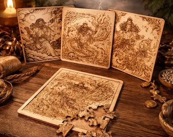 Greek Gods Puzzle Bundle SVG DXF PDF | Zeus Poseidon Hades Laser Cut Files | Mythology Engraving Designs | Wooden puzzles