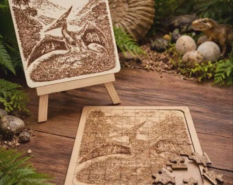 Pteranodon Puzzle SVG DXF PDF File | Laser Cut Wooden Jigsaw Puzzle | Flying Dinosaur Engraving Design | Template instant download