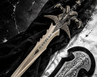 Ręcznie robiony metalowy miecz Frostmourne w formie modelu ekspozycyjnego – 48 sztuk ze stali nierdzewnej, kolekcjonerska figurka fantasy