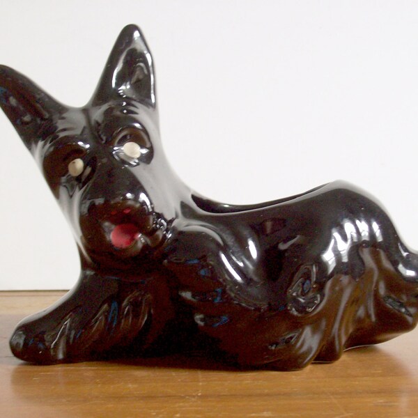 Vintage Scottie Dog Planter, Scottish Terrier, Dog Planter, Vintage Pottery