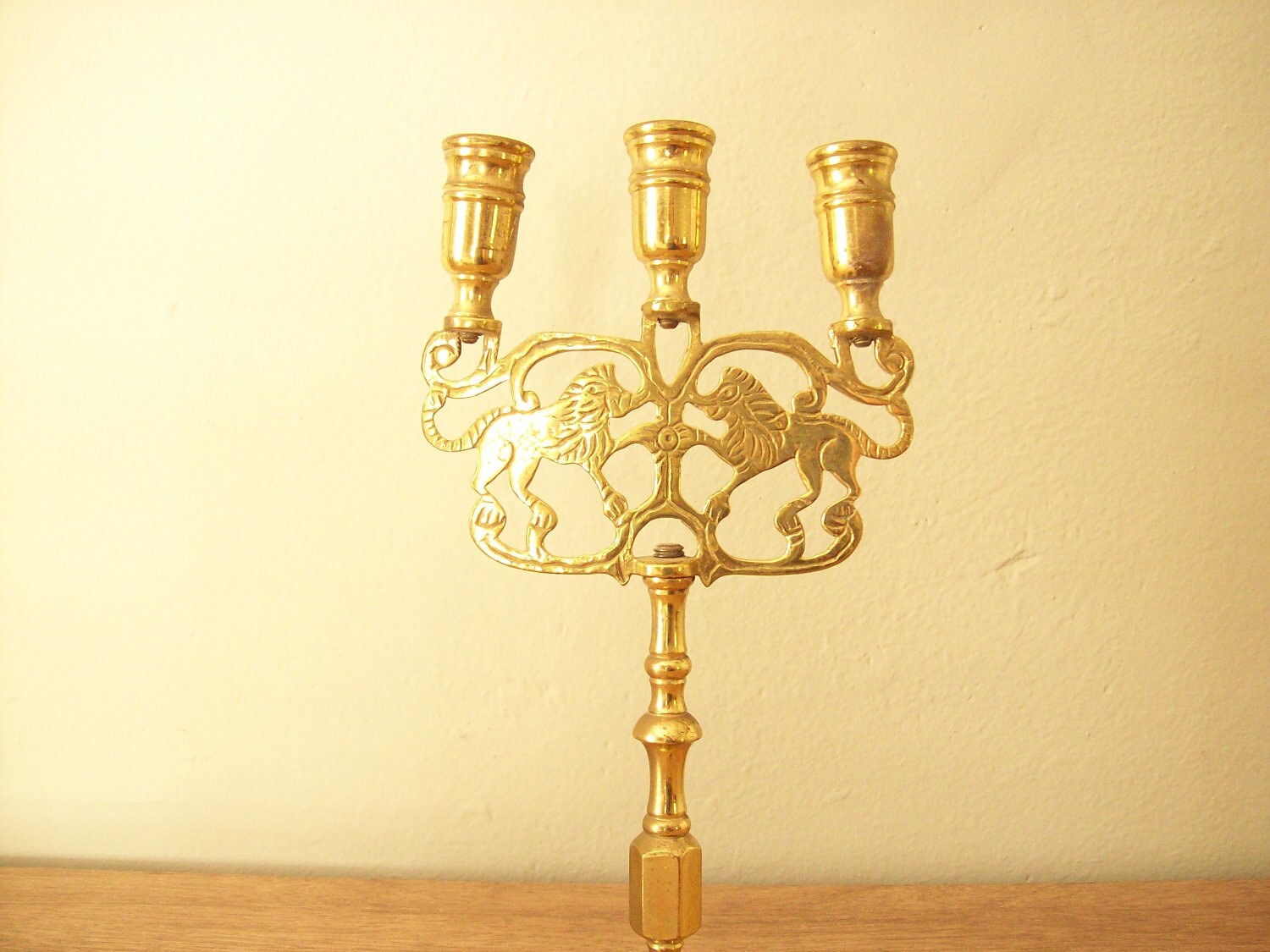 Brass Lion Candelabra Vintage Brass Candelabra Sabbath Etsy