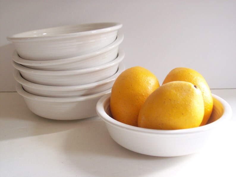 White Fiestaware Bowls Set Of Six Ivory Vintage Fiesta Image 0