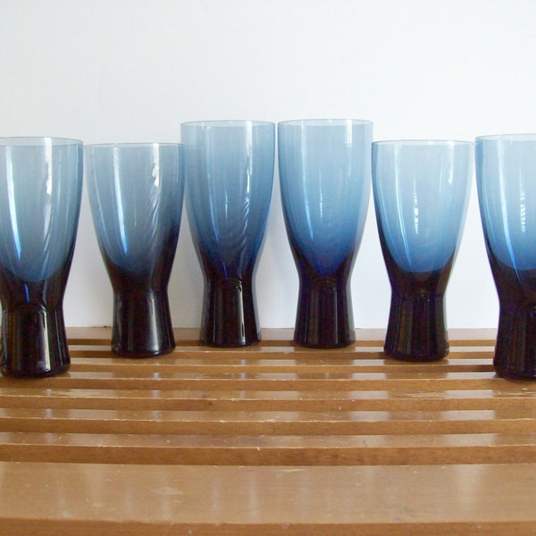 Mid-Century Modern Crystal Tumblers, Navy Blue, Cocktail Glasses, Pilsners