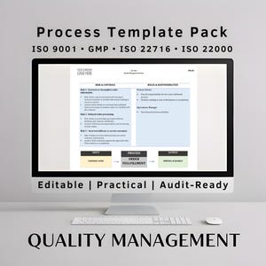 QMS Proces Template Pack | ISO 9001 & GMP Systemen | Bewerkbare Quality Management Templates