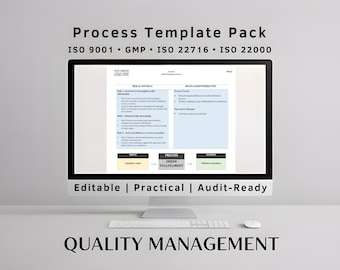 QMS Process Template Pack | ISO 9001 & GMP Systems | Editable Quality Management Templates