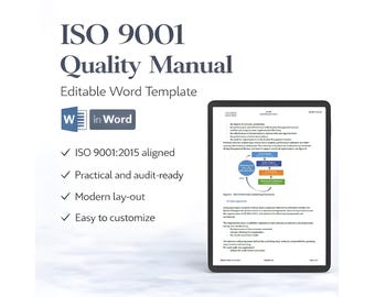 ISO 9001:2015 Complete Quality Manual | Audit-Ready (Editable Word Document)