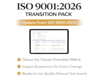 ISO 9001:2026 Transition Pack | Practical | Impact Analysis & Ready-to-use texts