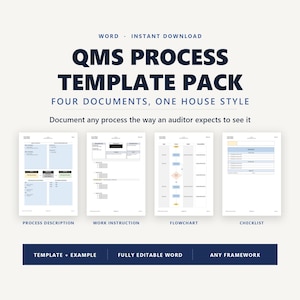 QMS Process Template Pack | ISO 9001 & GMP Systems | Editable Quality Management Templates