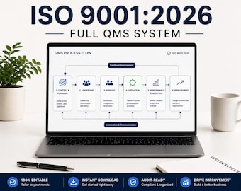 ISO 9001 QMS Complete System | 2026 Quality Manual + Procedures | Word & Excel Templates