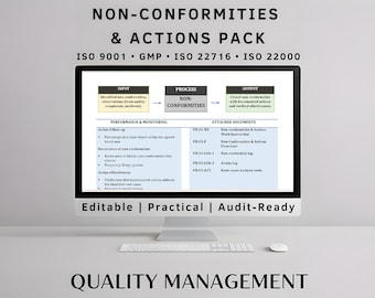 Non-Conformities & Actions System Pack | Modern QMS Templates | Deviations, CAPA, Root-Cause Analysis | ISO9001