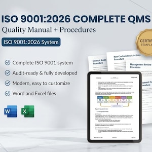 ISO 9001:2026 QMS | Manual de Calidad y Procedimientos Clave (Word y Excel) (Descarga digital)