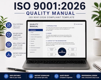 ISO 9001:2026 Complete Quality Manual | Audit-Ready (Editable Word Document)
