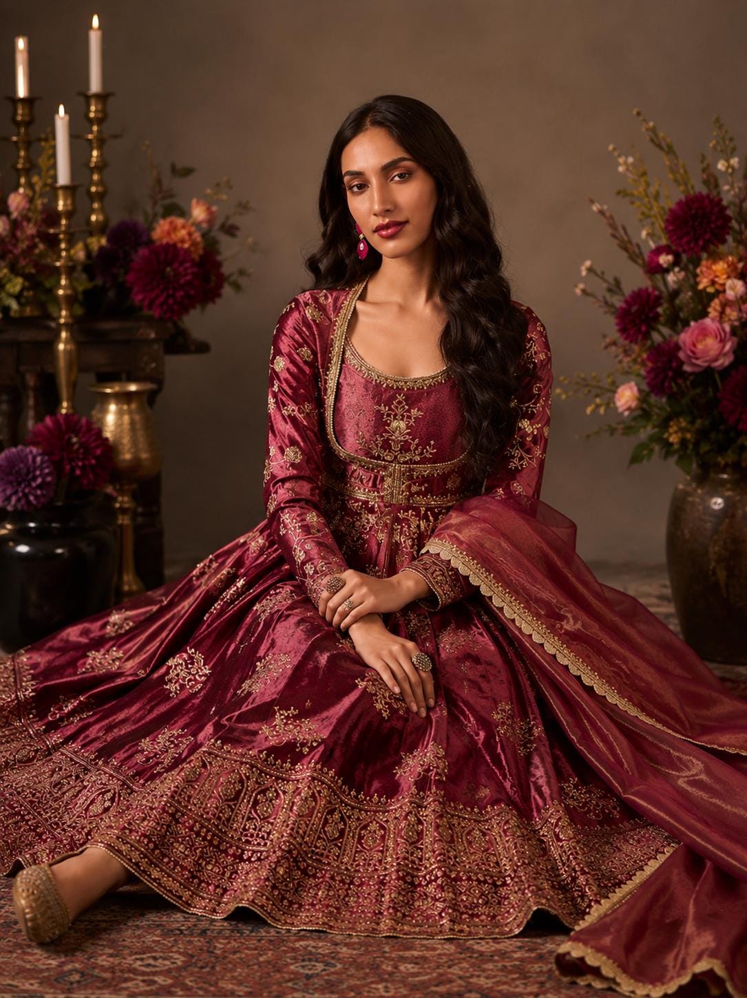 anarkali bridesmaid dresses Embroidery Work Size Apparel--Pants Coloured bridesmaid dresses | Size:FR44 - US12 - UK16