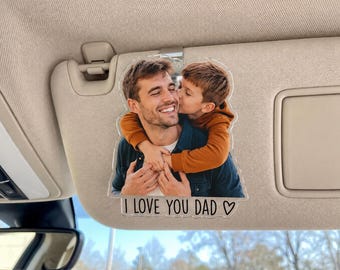 Custom Photo Car Visor Clip for Dad, Personalized Father's Day Gift From Son or Daughter, Sentimental Acrylic Driving Keepsake for Him
