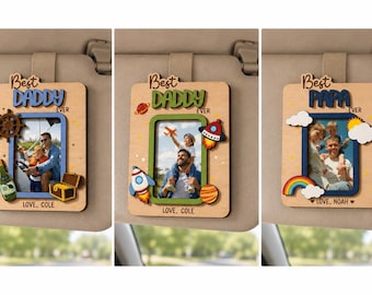 Dad Photo Frame Car Visor Clip, First Father’s Day Grandpa Gift, Memory Keepsake