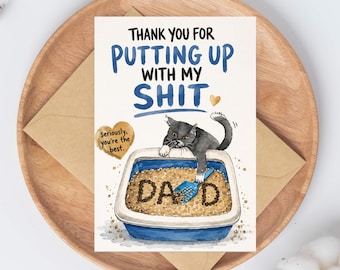 Cat Dad Father's Day Card Funny - Put Up My Shit Happy Father's Day Cards From The Cat - Funny Cat Lover Dad Birthday Card