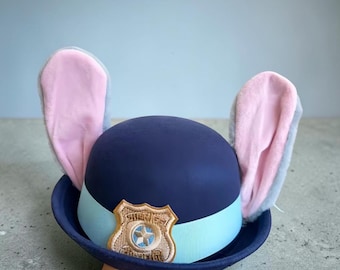 Gorro de policía con orejas de conejo, gorro de sheriff conejo de Zootopia - Sombrero con orejas de conejo