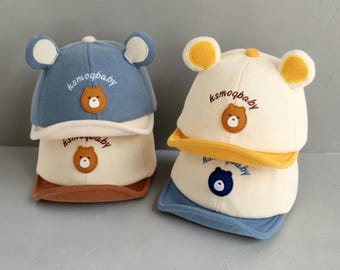 Bear Baby Hat, Cute Bear Sun Hat for Boys Girls, Baby Baseball Cap with Ears - Cartoon Bear Hat