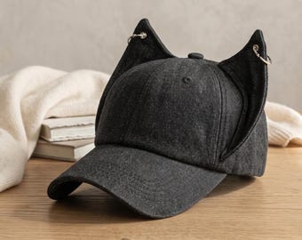 Y2K Fox Ear Baseball Cap, Cute Cowboy Hip Hop Hat - Adjustable Unisex Streetwear Cap