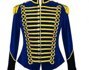 Royal Blue Hussar Militärjacke Herren Gold Geflochtener Parademantel