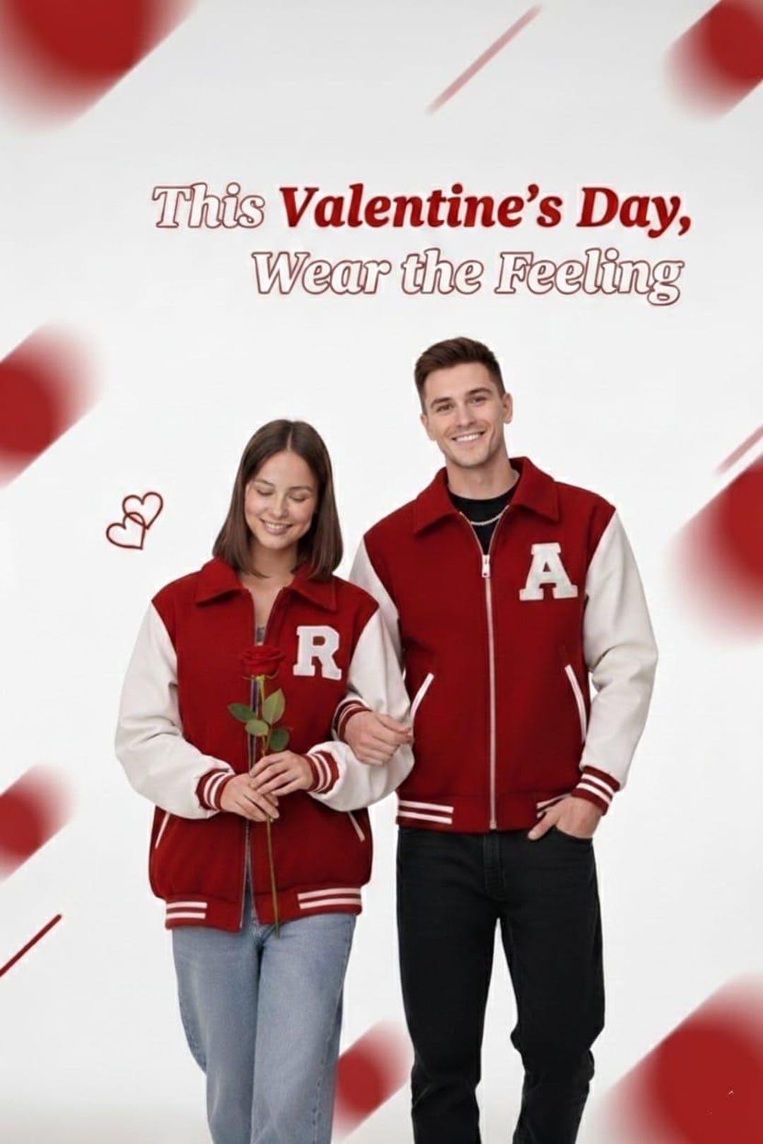Couple Matching Varsity Jackets | Red Letterman Style Jacket - Etsy