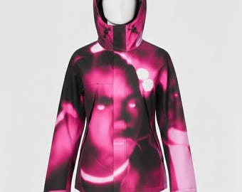 Abstract Glow Print Hooded Jacket - Modern Streetwear