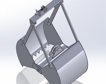 Cuchara manual para limpieza de pozos (tipo almeja): planos, dxf e instrucciones de fabricación