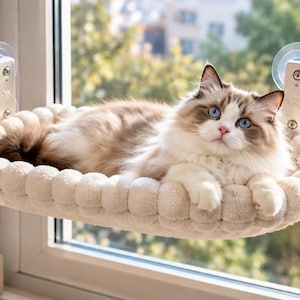 Cat Window Hammock, Plush Window Perch with Suction Cups