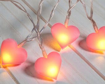 Guirnalda de luces LED con forma de corazón - Luces rosas estéticas - Decoración romántica para bodas - Regalo de San Valentín - Iluminación de pared para dormitorio - Decoración romántica