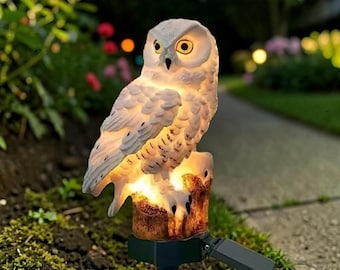 Lámpara solar de jardín con forma de búho, lámpara decorativa para exteriores, estaca impermeable con forma de búho, regalo para el jardín, iluminación solar para caminos, farol único para patio, estatuas de jardín.
