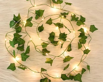 Guirnalda de luces LED de hiedra – Decoración del hogar con hojas verdes