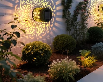 Aplique solar de pared para exteriores IP55 resistente al agua / Iluminación LED cálida para jardín, patio, valla y terraza / Aplique exterior moderno / Regalo acogedor para la decoración del hogar