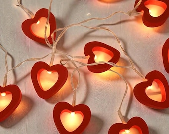 Guirnalda de luces LED con forma de corazón: románticas, para decorar bodas