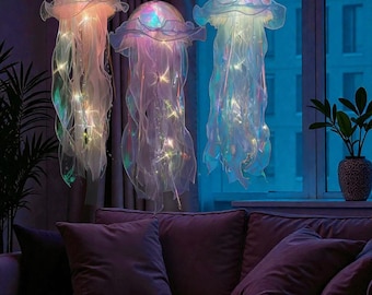Lámpara LED de medusas: luz nocturna colgante con decoración oceánica