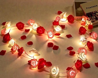 Guirnalda de luces rosas, guirnalda de hadas para San Valentín