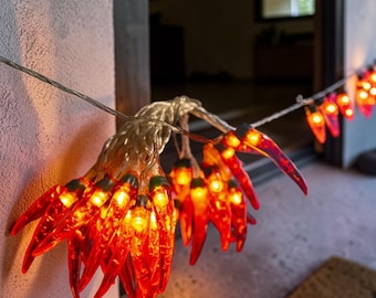 Guirnalda de luces de chile rojo, luces LED de chile para decoración de cocina, alimentadas por USB o pilas, regalo para amantes de la comida picante, decoración con chile picante