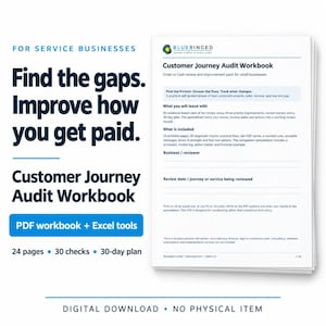 Peut inclure: Un cahier d'audit du parcours client pour entreprises de services, comprenant 24 pages, 30 contrôles et un plan sur 30 jours. Ce document numérique inclut un classeur PDF et des outils Excel, avec du texte détaillant le processus de commande.