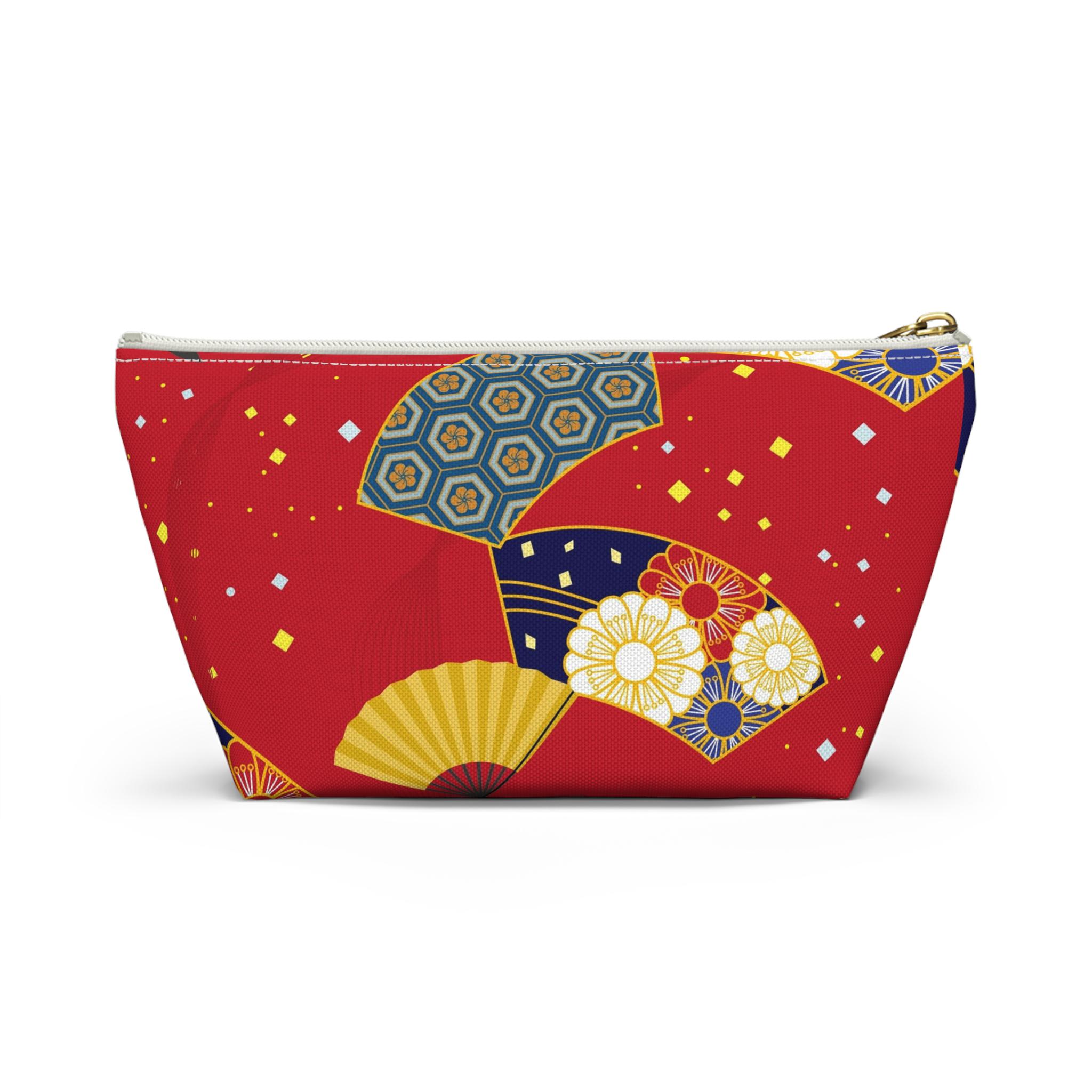 Japanese Pouch Design Japanese Pattern Makeup Pouch Red Fan Design Cosmetic Bag Traditional ...