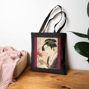 Japanese Ukiyo-e Tote Bag, Vintage Geisha Art Canvas Tote, Traditional Japan Print, Aesthetic Eco Friendly Bag, Gift for Japan Lovers
